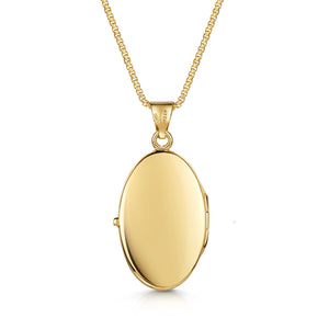 Italian Large Floral Personalised Oval Locket – Gold