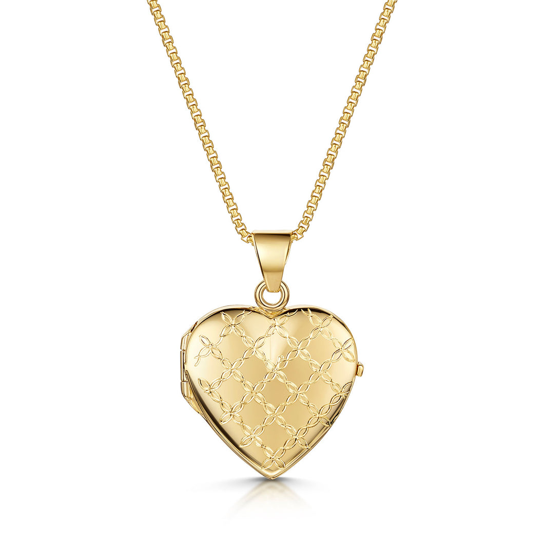 Italian Crossed Chains Personalised Heart Locket – Gold