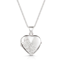 Load image into Gallery viewer, Italian Floral Engraving Personalised Heart Locket – Silver
