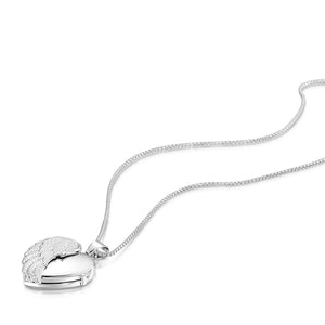 Italian Angel Wing Personalised Heart Locket – Silver