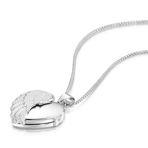 Italian Angel Wing Personalised Heart Locket – Silver