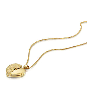 Italian Angel Wing Personalised Heart Locket – Gold