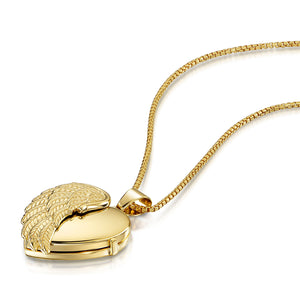 Italian Angel Wing Personalised Heart Locket – Gold