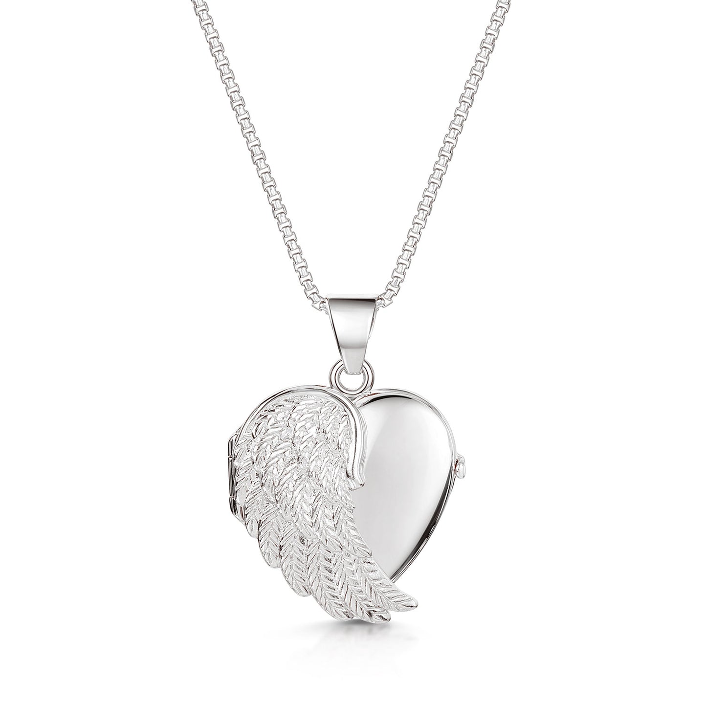 Italian Angel Wing Personalised Heart Locket – Silver