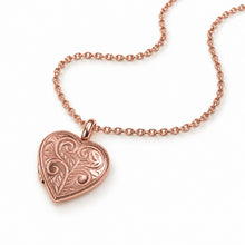 Load image into Gallery viewer, Full Scroll Heart Engraved Locket – Rose Gold
