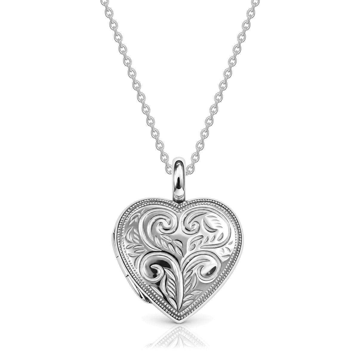 Medaille mit Herzgravur und Vollrollmuster – Silber