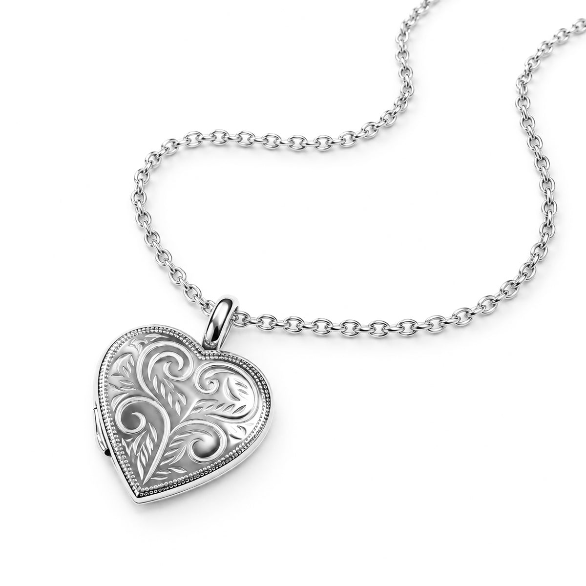 Medaille mit Herzgravur und Vollrollmuster – Silber