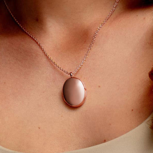 4 Photo Personalised Oval Locket – Rose Gold