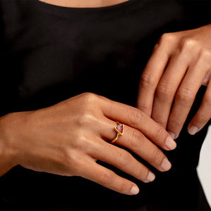 Triangular Ashes Resin Ring - Gold