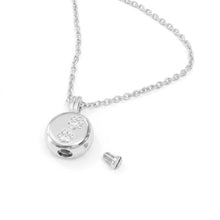 Load image into Gallery viewer, Paw Print Round Urn Ashes Necklace - Silver
