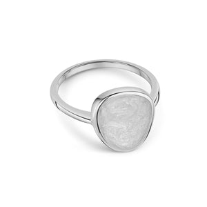 Pebble Ashes Resin Ring - Silver