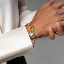 Load image into Gallery viewer, Fingerprint Personalised Bracelet T-Bar Heart on Bead Chain – Gold
