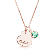 Load image into Gallery viewer, Swarovski® Birthstone Heart Necklace – Rose Gold
