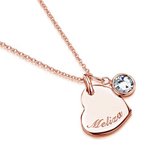 Load image into Gallery viewer, Swarovski® Birthstone Heart Necklace – Rose Gold
