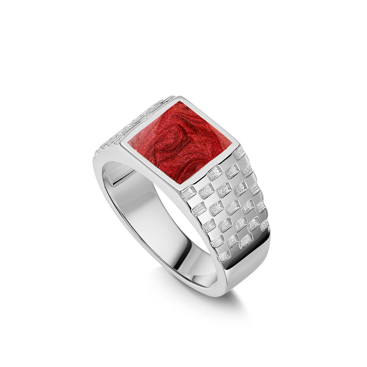 Chequed Square Signet Ashes Resin Ring