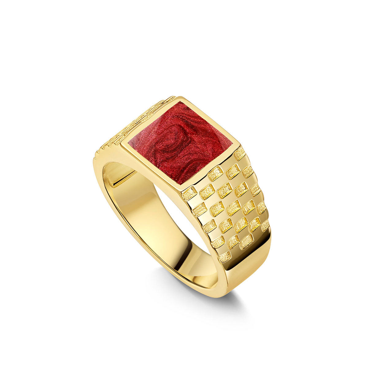 Chequed Square Signet Ashes Resin Ring