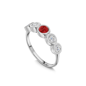 Crystal-Chain Ashes Resin Ring - Silver
