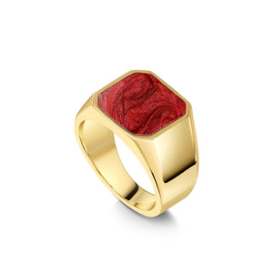 Men's Octagonal Signet Ashes Resin Ring - Gold
