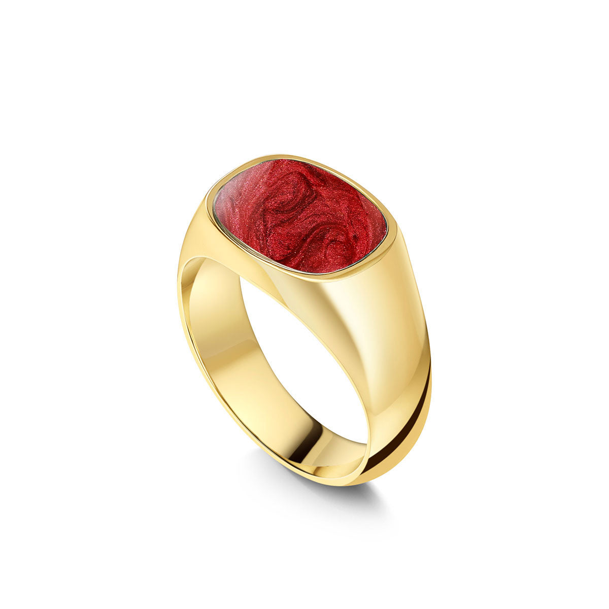 Men's Rounded Rectangular Signet Ashes Resin Ring - Gold