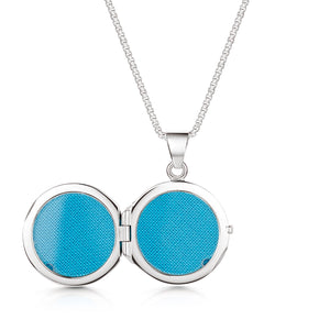 Italian Floral Engraving Personalised Round Locket – Silver