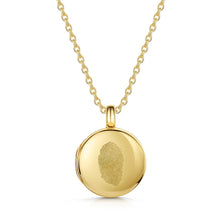 Load image into Gallery viewer, Round Fingerprint Personalised Locket Gold
