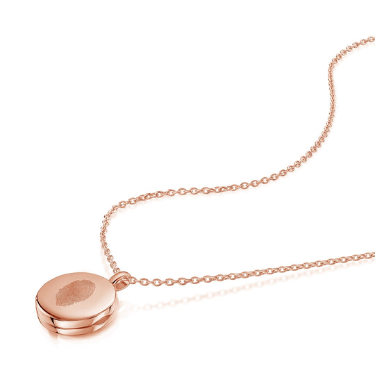 Round Fingerprint Personalised Locket Rose Gold
