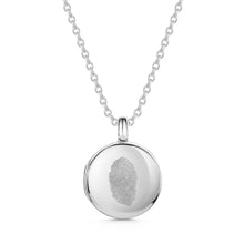 Load image into Gallery viewer, Round Fingerprint Personalised Locket Silver
