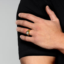 Load image into Gallery viewer, Men's Round Fingerprint Signet Ring - Gold
