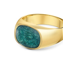 Load image into Gallery viewer, Men&#39;s Rounded Rectangular Signet Ashes Resin Ring - Gold
