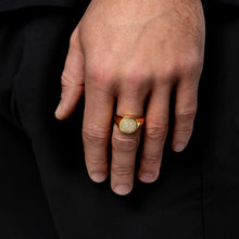 Load image into Gallery viewer, Men's Cushion Fingerprint Signet Ring - Gold
