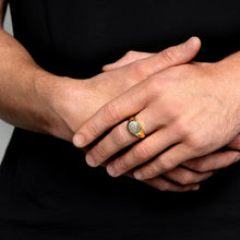 Load image into Gallery viewer, Men's Cushion Fingerprint Signet Ring - Gold
