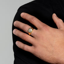 Load image into Gallery viewer, Men's Cushion Fingerprint Signet Ring - Gold
