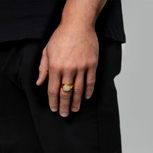 Load image into Gallery viewer, Men's Cushion Fingerprint Signet Ring - Gold
