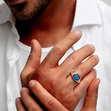 Load image into Gallery viewer, Men's Rounded Rectangular Signet Ashes Resin Ring - Silver
