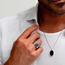 Load image into Gallery viewer, Men's Rounded Rectangular Signet Ashes Resin Ring - Silver
