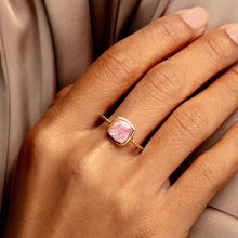 Load image into Gallery viewer, Rounded Square Ashes Resin Ring With Beaded Band - Gold
