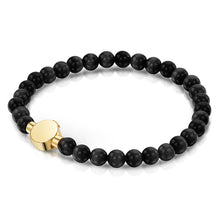 Load image into Gallery viewer, Small Beaded Black Agate Urn Bracelet - Gold
