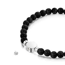 Load image into Gallery viewer, Small Beaded Black Agate Urn Bracelet - Silver
