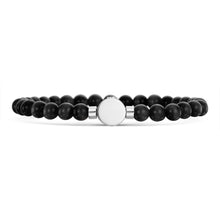 Load image into Gallery viewer, Small Beaded Black Agate Urn Bracelet - Silver
