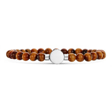 Load image into Gallery viewer, Men&#39;s Small Beaded Tiger&#39;s Eye Urn Bracelet - Silver
