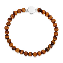 Load image into Gallery viewer, Men&#39;s Small Beaded Tiger&#39;s Eye Urn Bracelet - Silver

