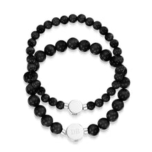 Load image into Gallery viewer, Small Beaded Black Agate Urn Bracelet - Silver
