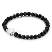 Load image into Gallery viewer, Small Beaded Black Agate Urn Bracelet - Silver

