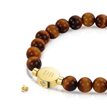 Load image into Gallery viewer, Men&#39;s Large Beaded Tiger&#39;s Eye Urn Bracelet - Gold
