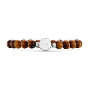 Men's Large Beaded Tiger's Eye Urn Bracelet - Silver
