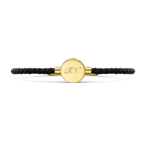 Men's Braided Cord Bracelet With Circular Urn - Gold