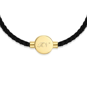 Men's Braided Cord Bracelet With Circular Urn - Gold