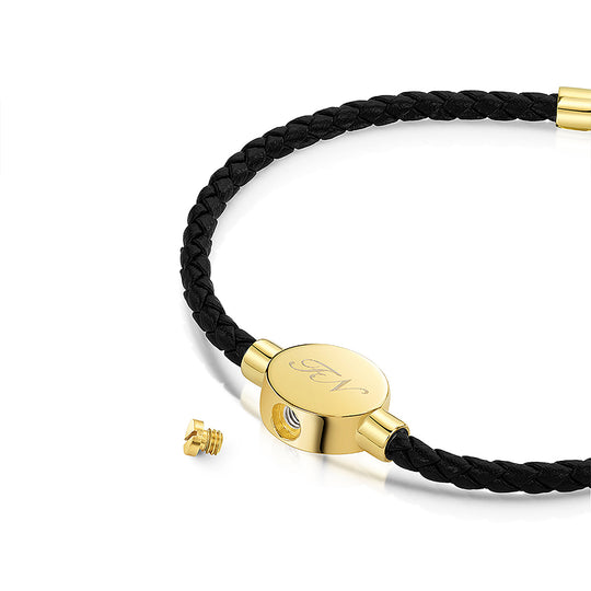 Men's Braided Cord Bracelet With Circular Urn - Gold