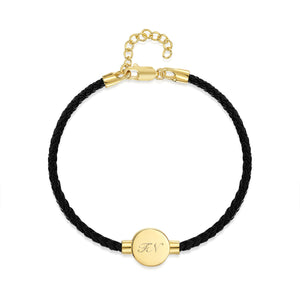 Men's Braided Cord Bracelet With Circular Urn - Gold