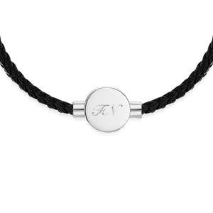 Men's Braided Cord Bracelet With Circular Urn - Silver